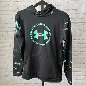 Under Armour Blue and Black Logo Printed Sleeve Size YXL
